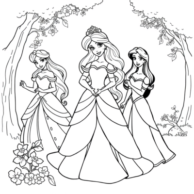 Coloring Book: Printable Coloring Pages for Kids Featuring Princesses