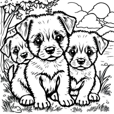Coloring Book: Printable Coloring Pages for Kids featuring Puppies