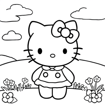 Coloring Book: Printable Coloring Pages for Kids Featuring Hello Kitty