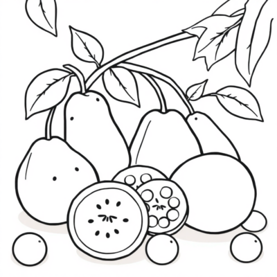Coloring Book: Printable Fruit Coloring Pages for Kids