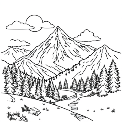 Coloring Book: Mountain Coloring Pages for Kids