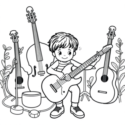 Coloring Book: Musical Instruments Coloring Pages for Kids
