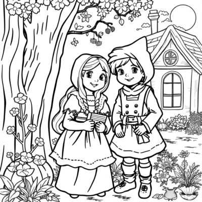 Coloring Book: Coloring Pages for Kids – Hansel and Gretel