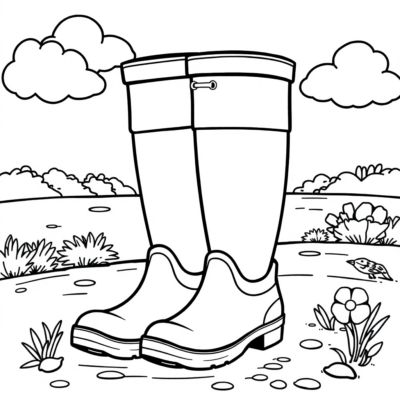Coloring Book: Colorful Rain Boots for Kids