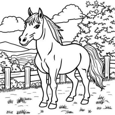 Coloring Book: Printable Coloring Pages for Kids – Horses