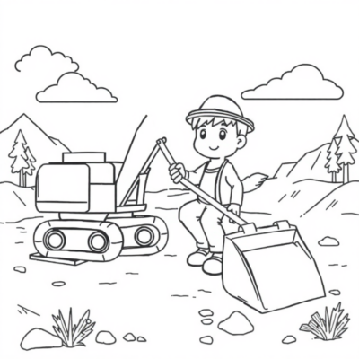 Coloring Book: Excavator Coloring Pages for Kids