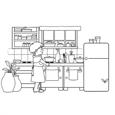 Coloring Book: Kitchen Coloring Pages for Kids