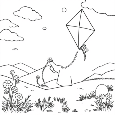 Coloring Book: Kites Coloring Pages for Kids