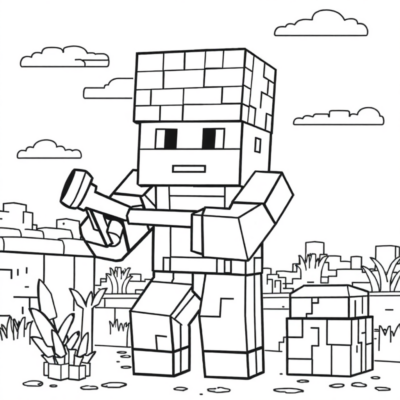 Pixel Adventure: Minecraft-Themed Coloring Fun