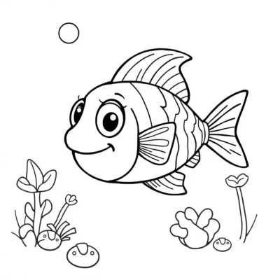 Coloring Book: Mini Mini Fish Coloring Pages for Kids