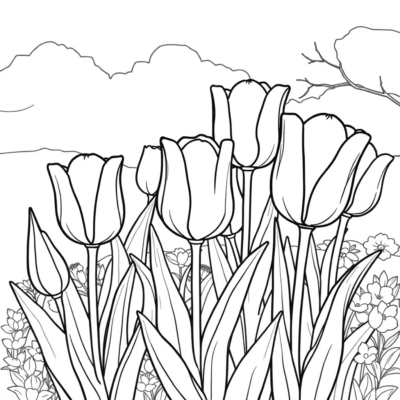 Coloring Book: Coloring Pages for Kids Tulips