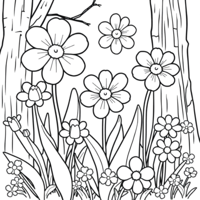 Coloring Book: Spring Flowers Coloring Pages for Kids