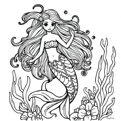 Printable Mermaid Coloring Pages