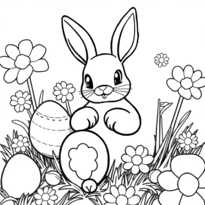 Easter Bunny & Eggs Coloring Printables