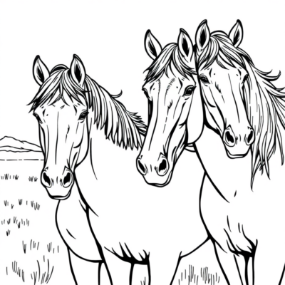 Horses Coloring Book for Printing