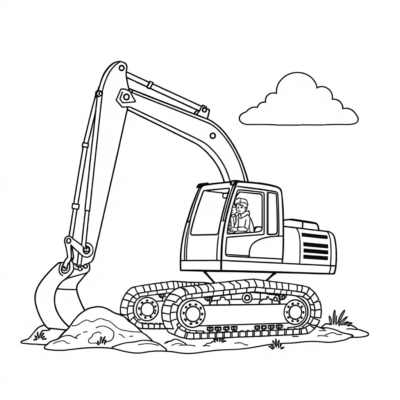 Coloring Book: Excavator for Kids