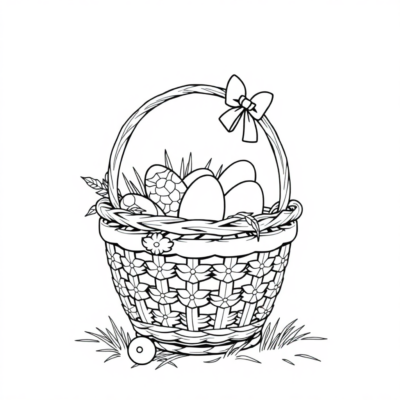 Spring Egg Basket Coloring Sheet