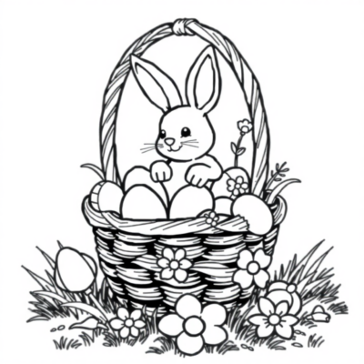 Coloring Book: Easter Basket for Kids