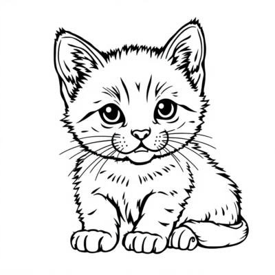 Kitten Coloring Page to Print