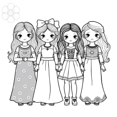 Dolls Coloring Book
