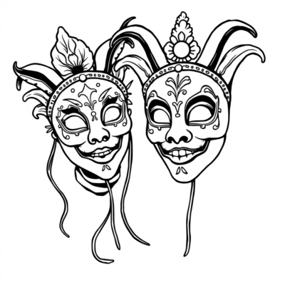Coloring Book: Carnival Masks for Kids