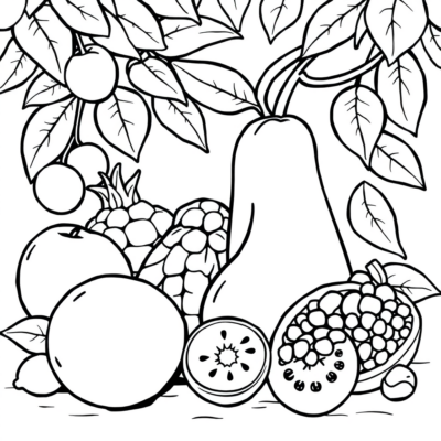 Coloring Book: Fruit Coloring Pages for Kids
