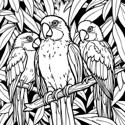Parrots Coloring Book