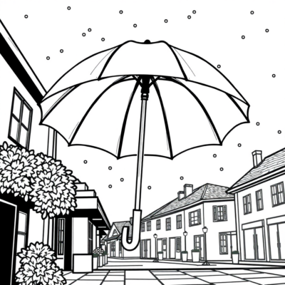 Rainy Day Umbrella Coloring Fun