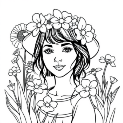 Spring Portrait Coloring Book