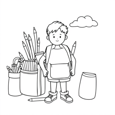 Coloring Book: School Supplies Coloring Pages for Kids