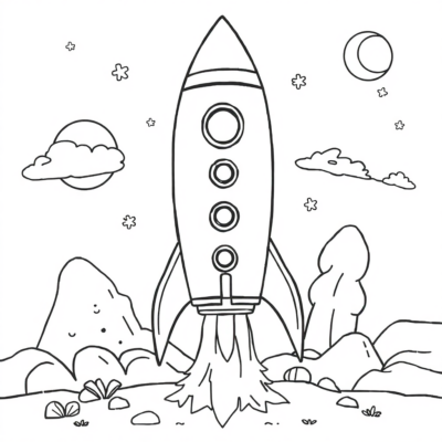 Coloring Book: Rocket Coloring Book for Kids