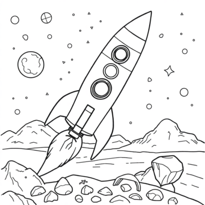 Coloring Book: Space Rocket for Kids