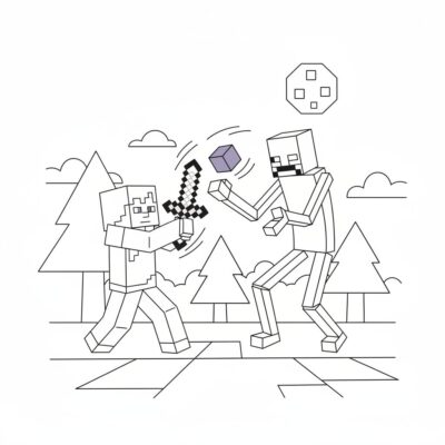 Coloring Book: Minecraft – Alex Fights the Enderman