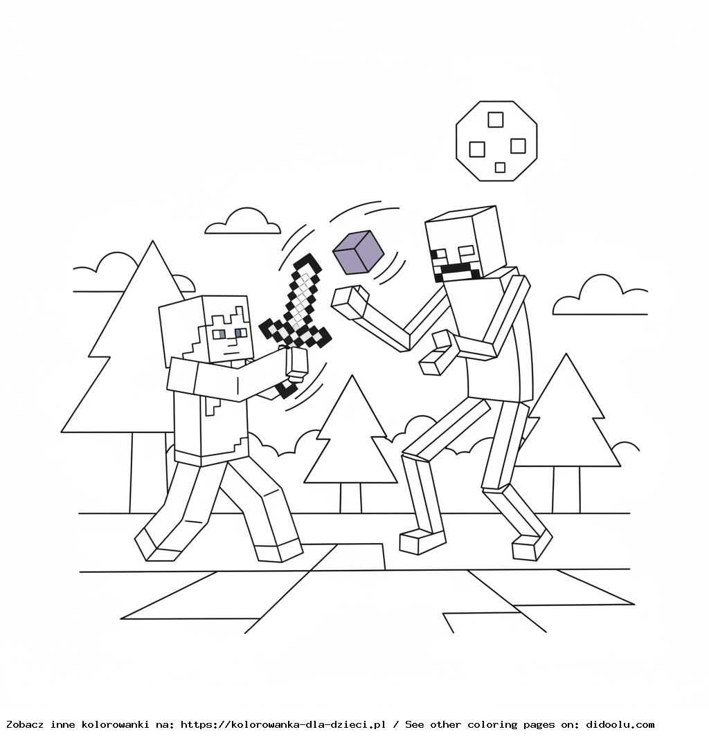 Coloring Book: Minecraft – Alex Fights the Enderman