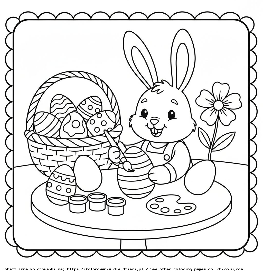 Coloring Book: The Bunny Paints Easter Eggs
