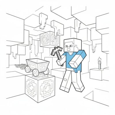 Coloring Book: Minecraft – Steve Digs in Deep Caves
