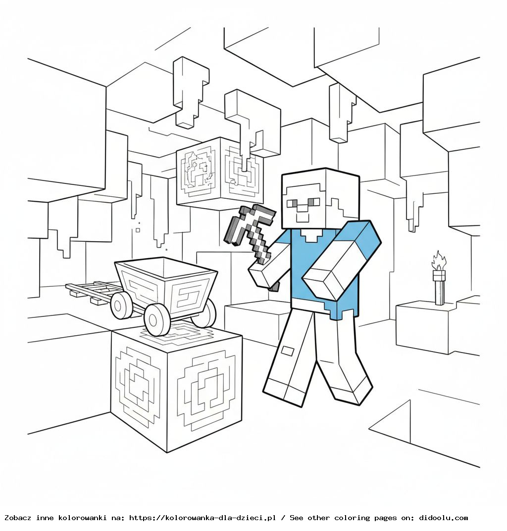 Coloring Book: Minecraft – Steve Digs in Deep Caves