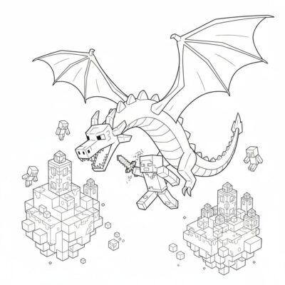 Coloring Book: Minecraft – Dragon Fight in the End