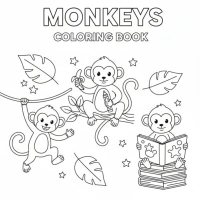 Monkeys Coloring Book