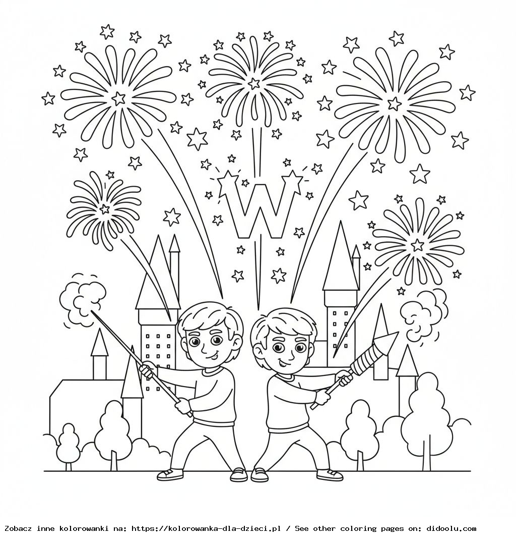Coloring Book: Fred and George with Fireworks