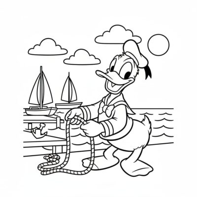 Coloring Book: Donald Duck in the Marina