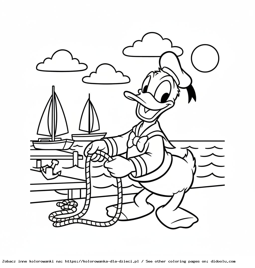Coloring Book: Donald Duck in the Marina