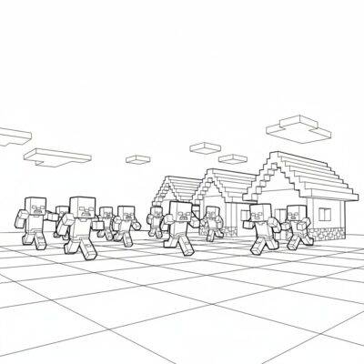 Coloring Book: Minecraft – Zombies Are Coming to the Village