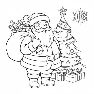 Coloring Book: Christmas Coloring Pages for Kids – Santa Claus