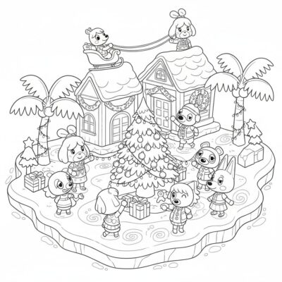 Coloring Book: Animal Crossing – Decorating the Island for the Holidays