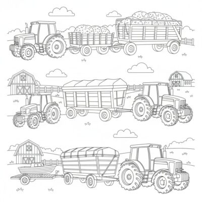 Tractors with Trailers Coloring Book