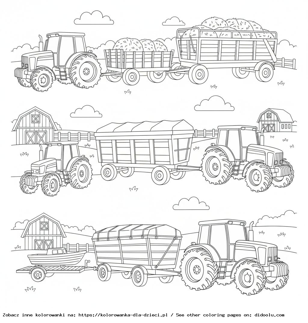 Tractors with Trailers Coloring Book