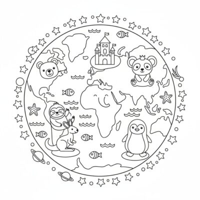 Coloring Book: Continents Coloring Book for Kids