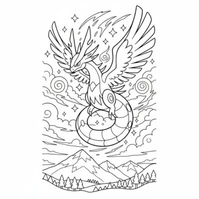 Coloring Book: LEGENDARY POKÉMON – Legendary Pokémon Appearing in the Sky