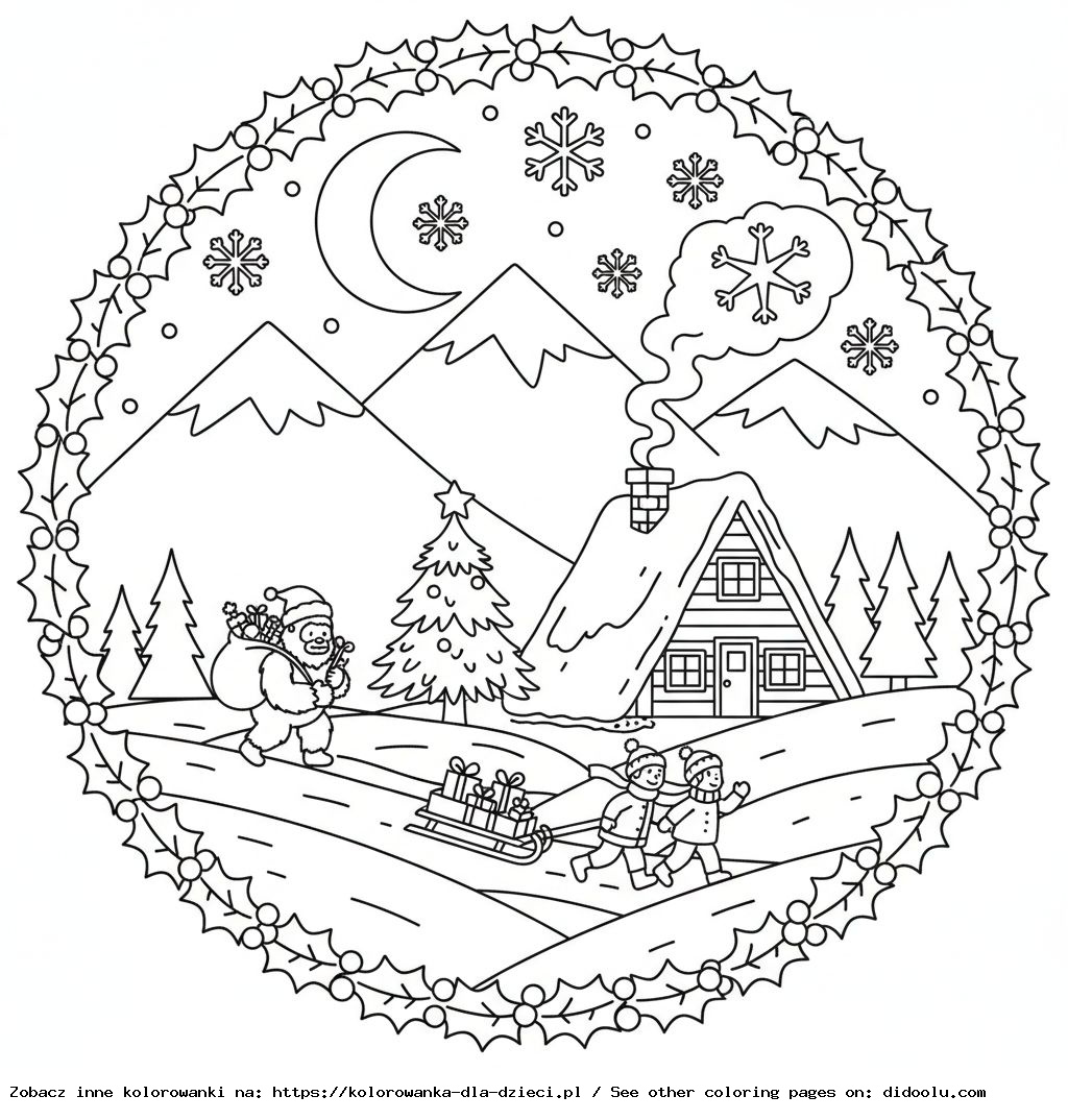 Coloring Book: Christmas – December Holidays in the Mountains